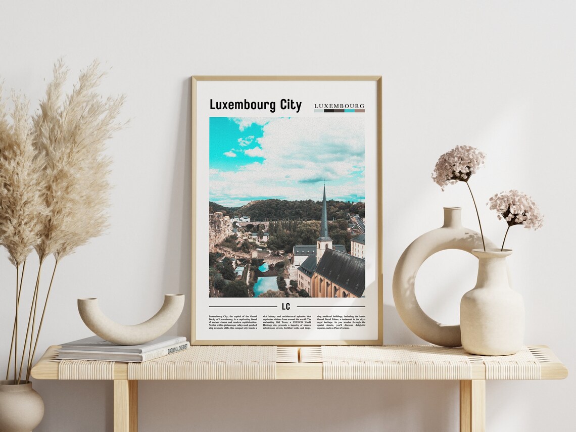 Luxembourg City Old Town Valley Spire Skyline Travel Photo Poster - Image 3