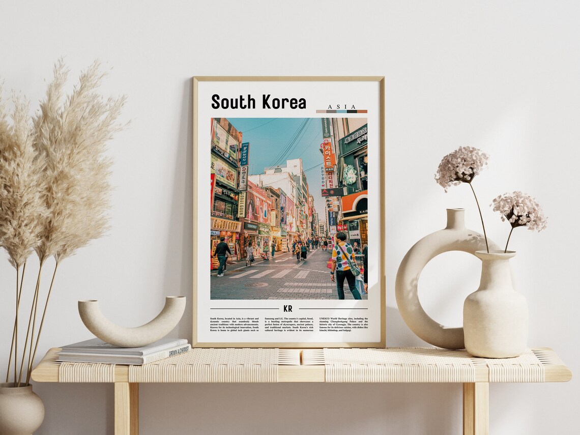 South Korea Seoul Busy Shopping Street Neon Signs Photo Poster - Image 3