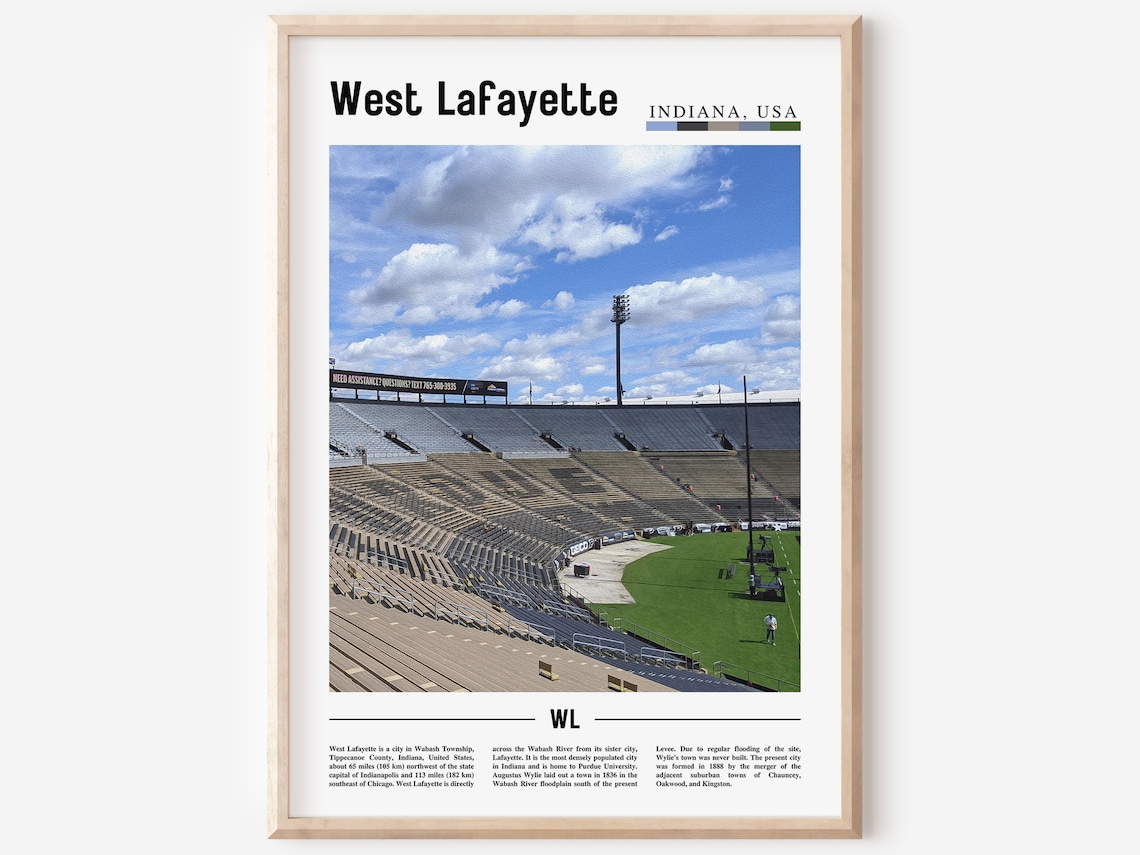 West Lafayette Indiana USA Football Stadium Grandstand Poster WL