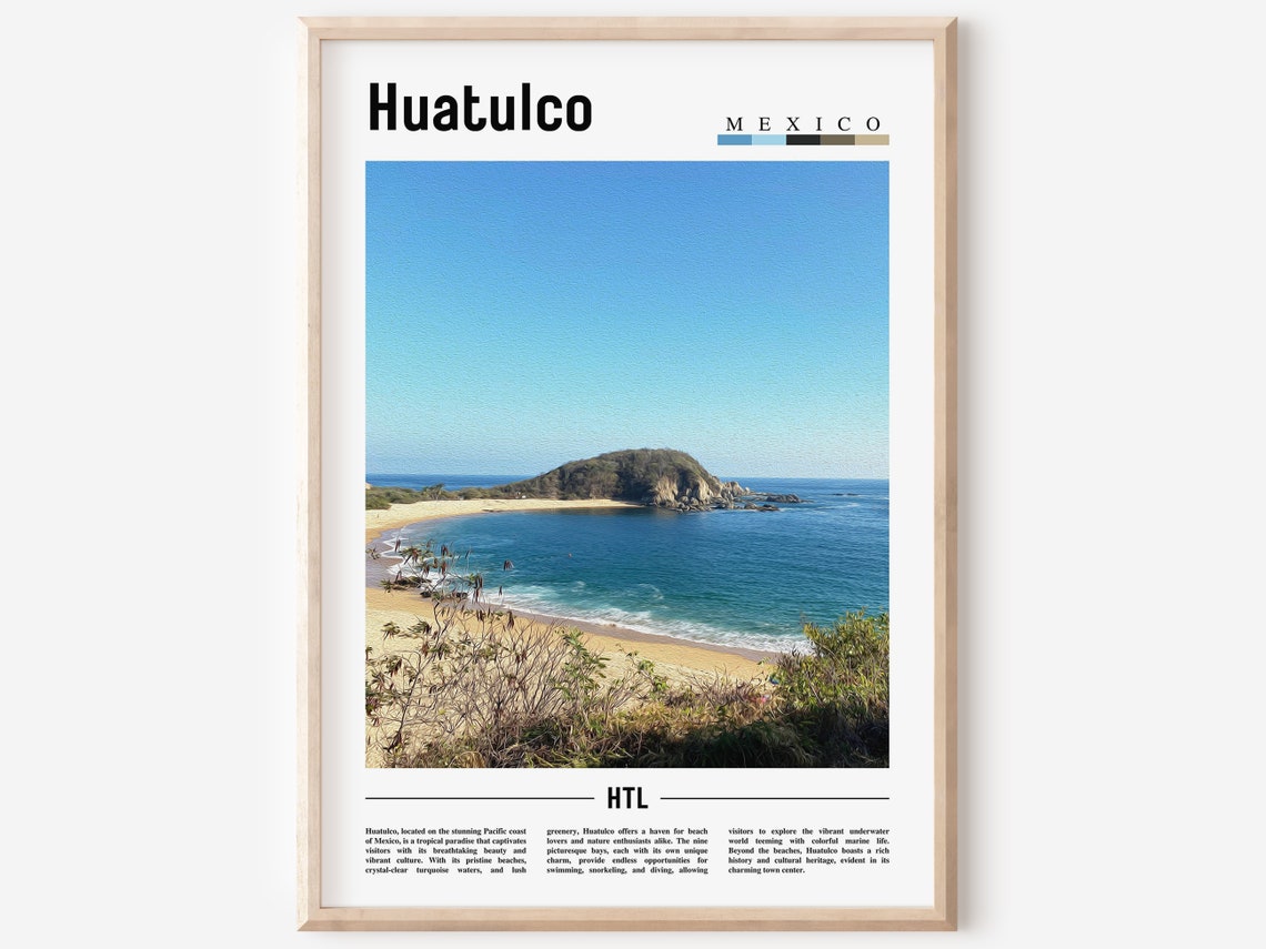 Huatulco Poster Huatulco Print Huatulco Wall Art Minimal Travel Print Travel Destination Oil Painting Poster