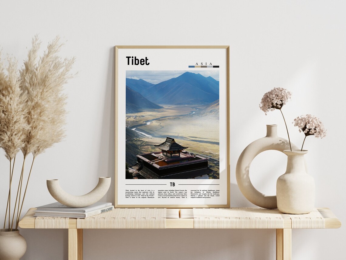 Tibet Poster Tibet Print Tibet Wall Art Asia Print Asia Poster Asia Photo Minimal Travel Poster - Image 3