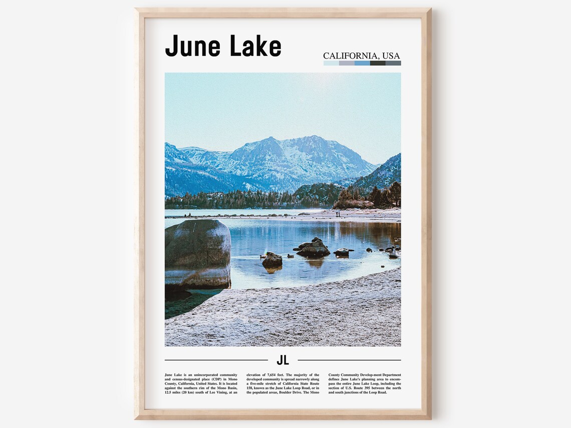 June Lake California Sierra Mountains Lake Shore Travel Poster