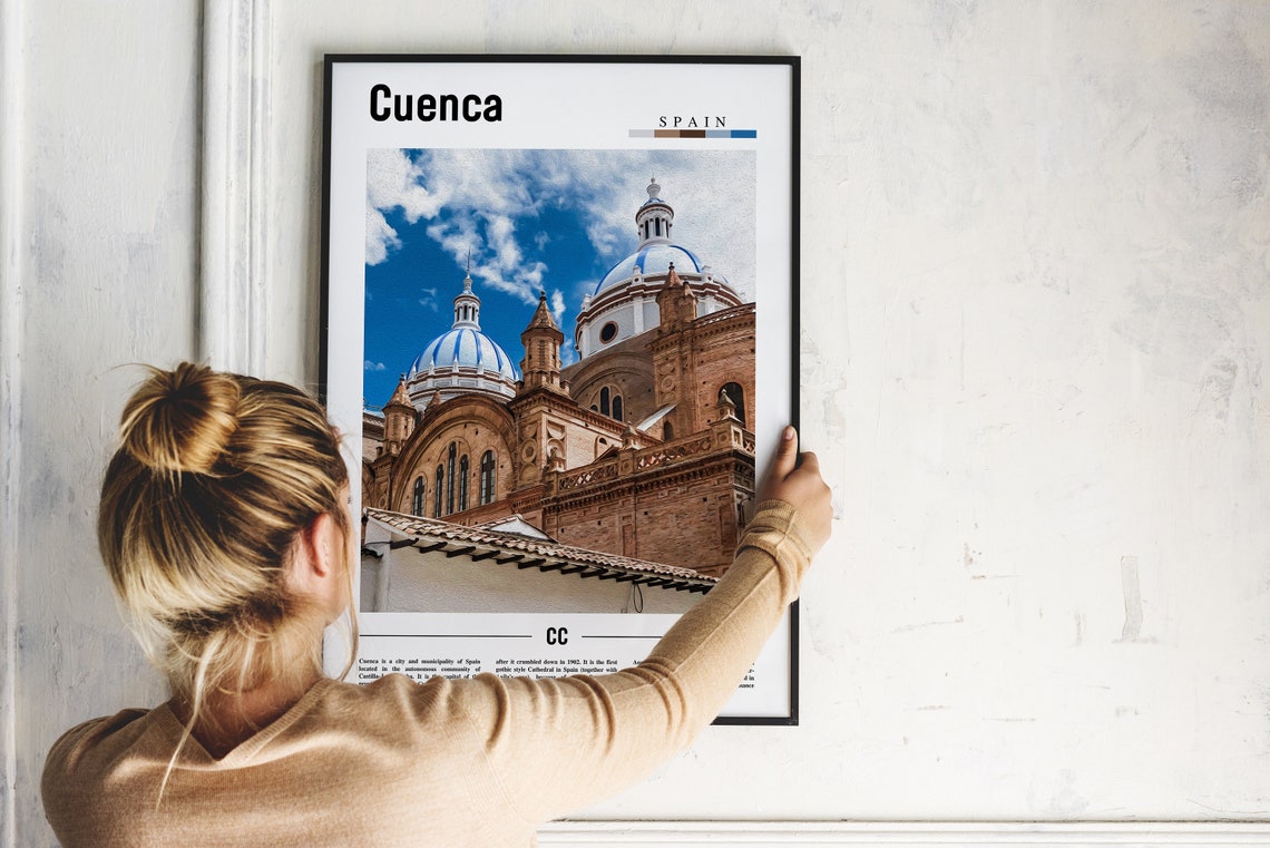 Cuenca Spain Cathedral Blue Domes Historic Cityscape Travel Poster - Image 2