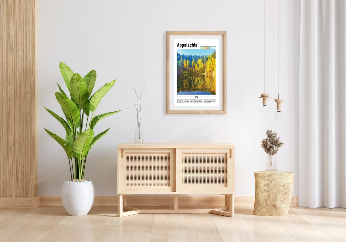 Appalachia Eastern USA Autumn Forest Lake Minimal Travel Poster - Image 3