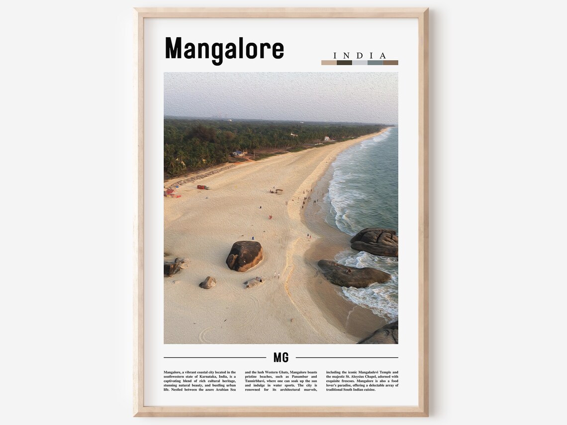 Mangalore India Coastal Beach Aerial Ocean View Poster MG Travel