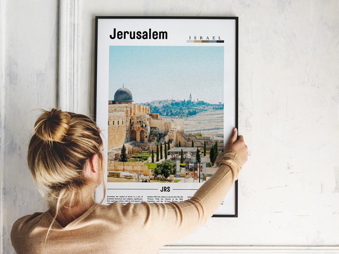 Jerusalem Israel Holy Old City Golden Dome Skyline Travel Poster - Image 2