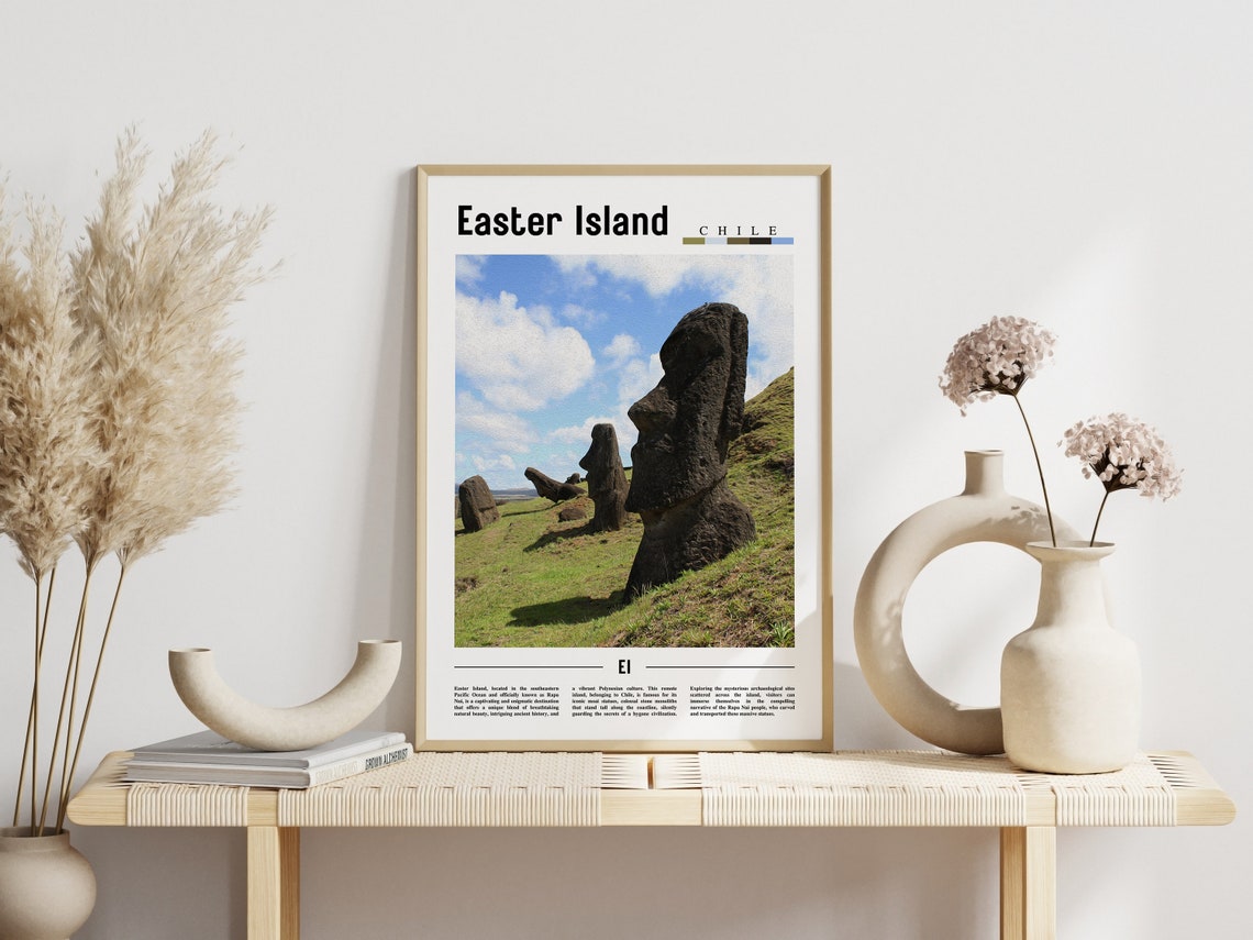Easter Island Chile Moai Stone Statues Travel Landmark Poster - Image 3