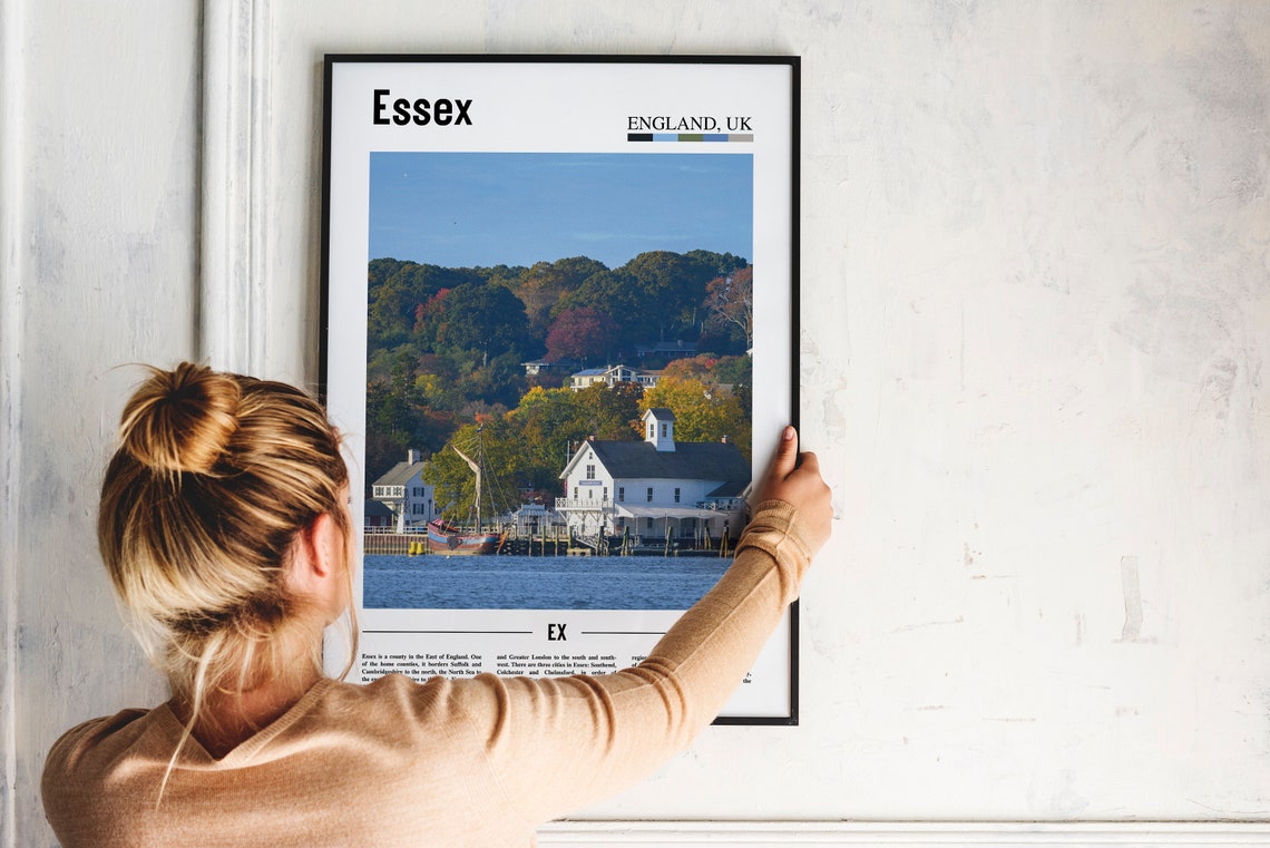 Essex Print Essex Poster Essex Wall Art Oil Painting Poster Colorful City Print City Artwork Travel Artwork Travel Wall Art City Print - Image 2