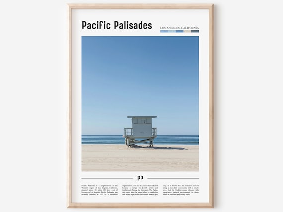 Pacific Palisades Los Angeles Lifeguard Tower Beach Travel Poster
