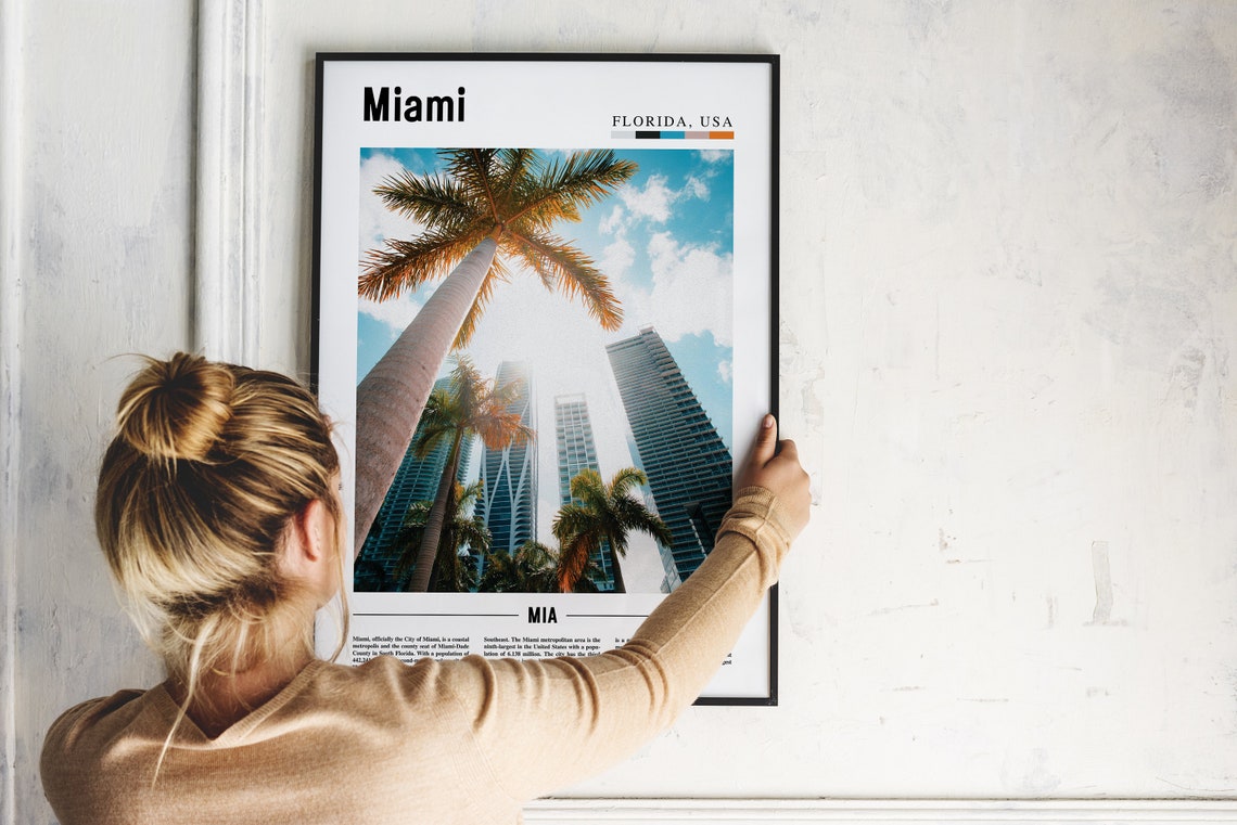 Miami Print Miami Poster Miami Wall Art Oil Painting Poster Colorful City Print City Artwork Travel Artwork Travel Wall Art - Image 2