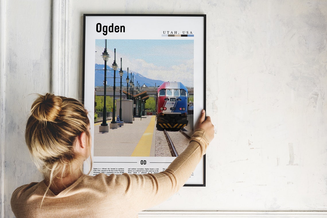 Ogden Utah Historic Train Station Mountain Railroad Travel Poster - Image 2