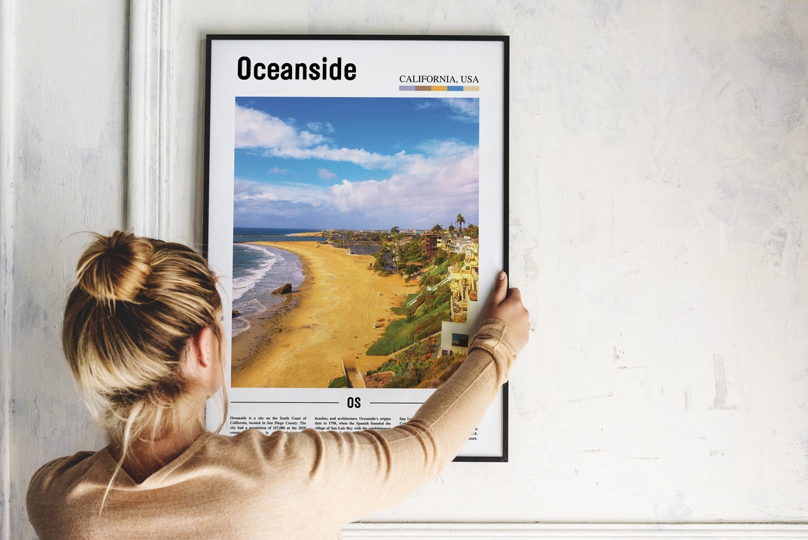 Oceanside Print Oceanside Poster Oceanside Wall Art Oil Painting Poster Colorful City Print City Artwork Travel Artwork Travel Wall Art - Image 2