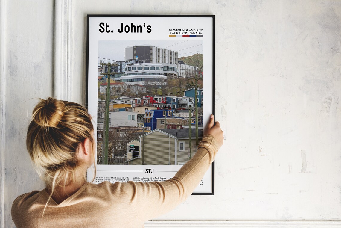 Saint Johns Newfoundland Colorful Row Houses Street Travel Poster - Image 2