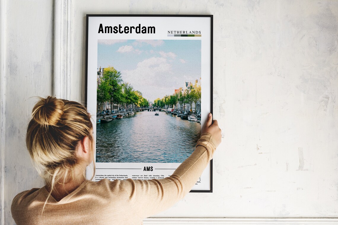 Amsterdam Netherlands Canal Houses Travel Photography City Poster - Image 2