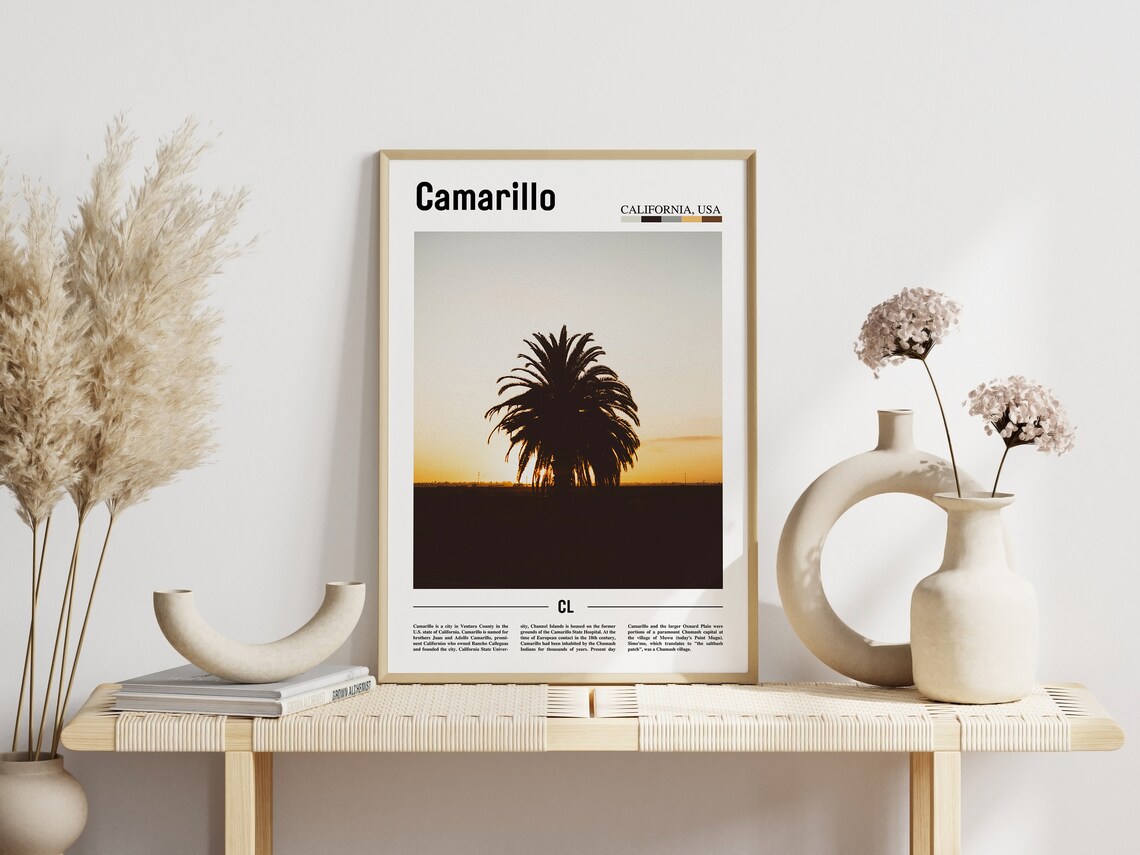 Camarillo Print Camarillo Poster Camarillo Wall Art Minimal Travel Print Minimal City Poster Travel Destination Oil Painting Poster - Image 3