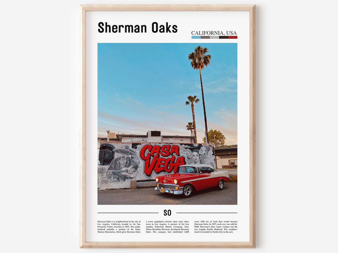 Sherman Oaks California Casa Vega Mural Classic Red Car Photo Poster