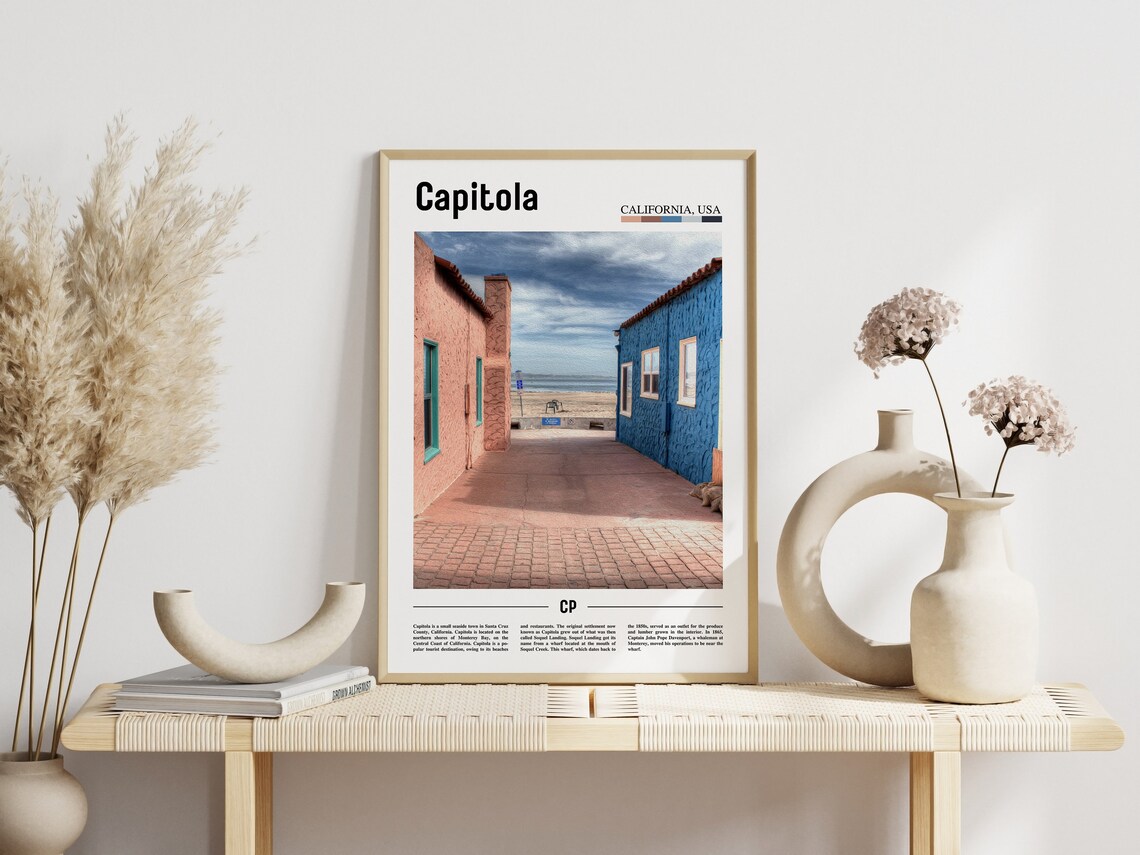 Capitola Print Capitola Poster Capitola Wall Art Minimal Travel Print Minimal City Poster Travel Destination Print Oil Painting Poster - Image 3