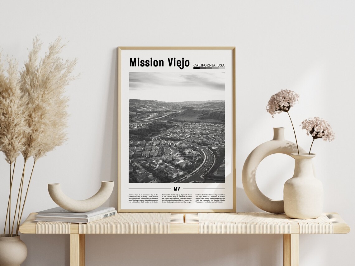 Mission Viejo Poster Black And White Mission Viejo Print Black And White Mission Viejo Wall Art Minimal Travel Print Travel Poster - Image 3