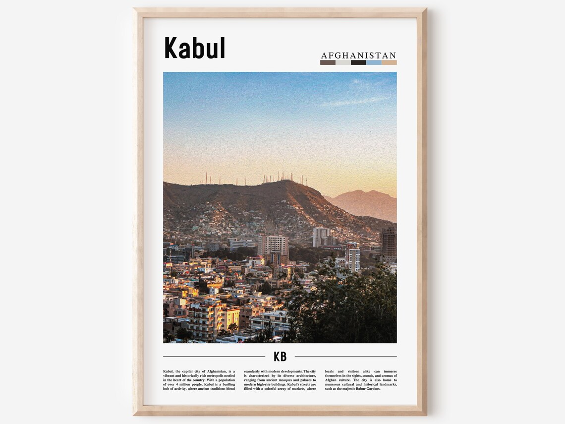Kabul Afghanistan City Hills Sunset Photography Travel Poster