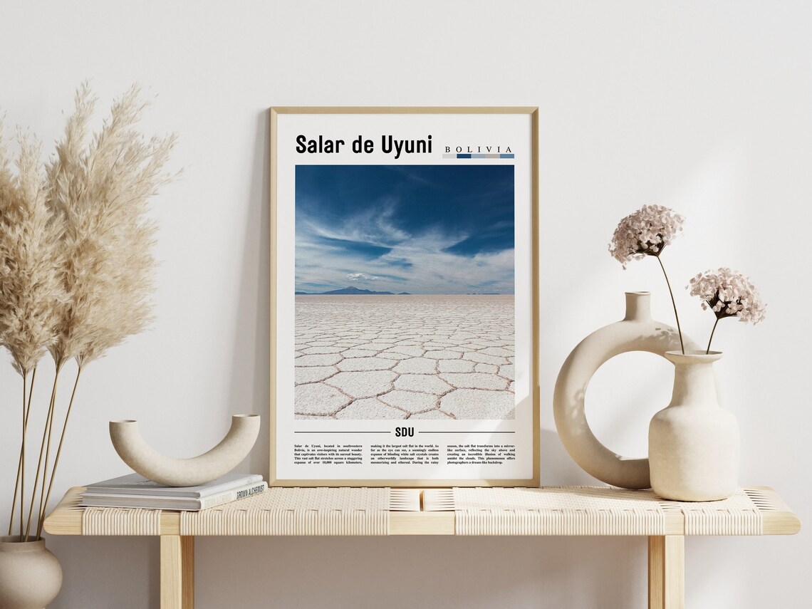 Salar de Uyuni Bolivia Salt Flats Minimalist Travel Poster Photo - Image 3