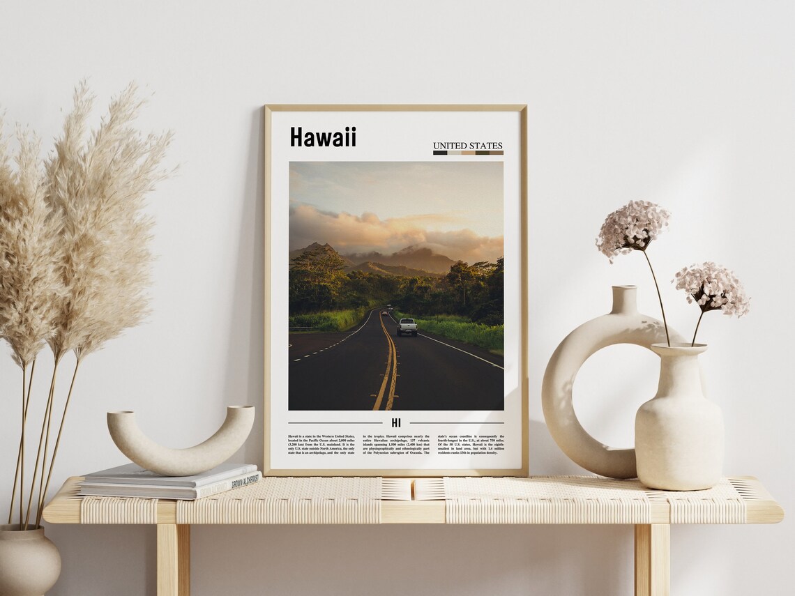 Hawaii Golden Hour Highway Misty Mountains Scenic Drive Travel Poster - Image 3