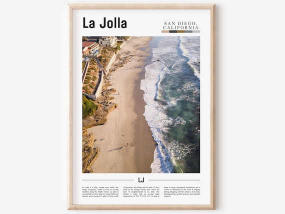 La Jolla San Diego California Aerial Beach Coast Photography Travel Poster