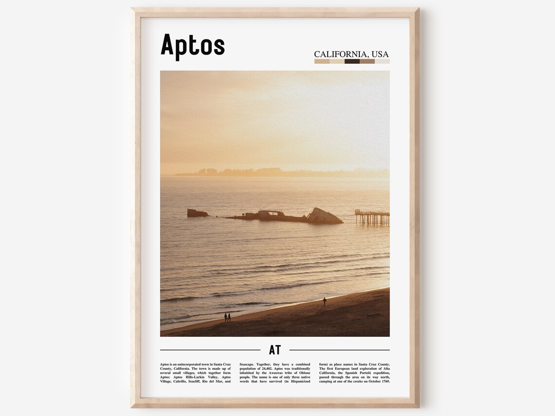 Aptos Minimal Travel Poster, City Destination Art Print