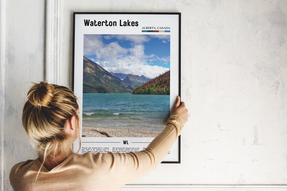 Waterton Lakes Alberta Canada Turquoise Mountain Lake Travel Print - Image 2