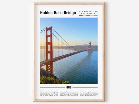 Golden Gate Bridge Poster Golden Gate Bridge Print Golden Gate Bridge Wall Art Minimal Travel Print Oil Painting Poster