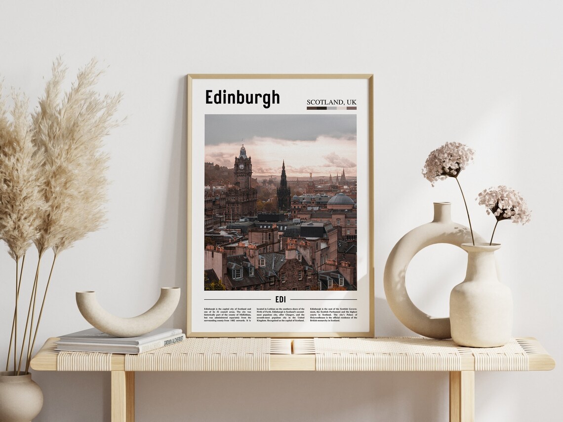 Edinburgh Poster Edinburgh Print Edinburgh Wall Art Minimal Travel Print Minimal City Poster Travel Destination Oil Painting Poster - Image 3