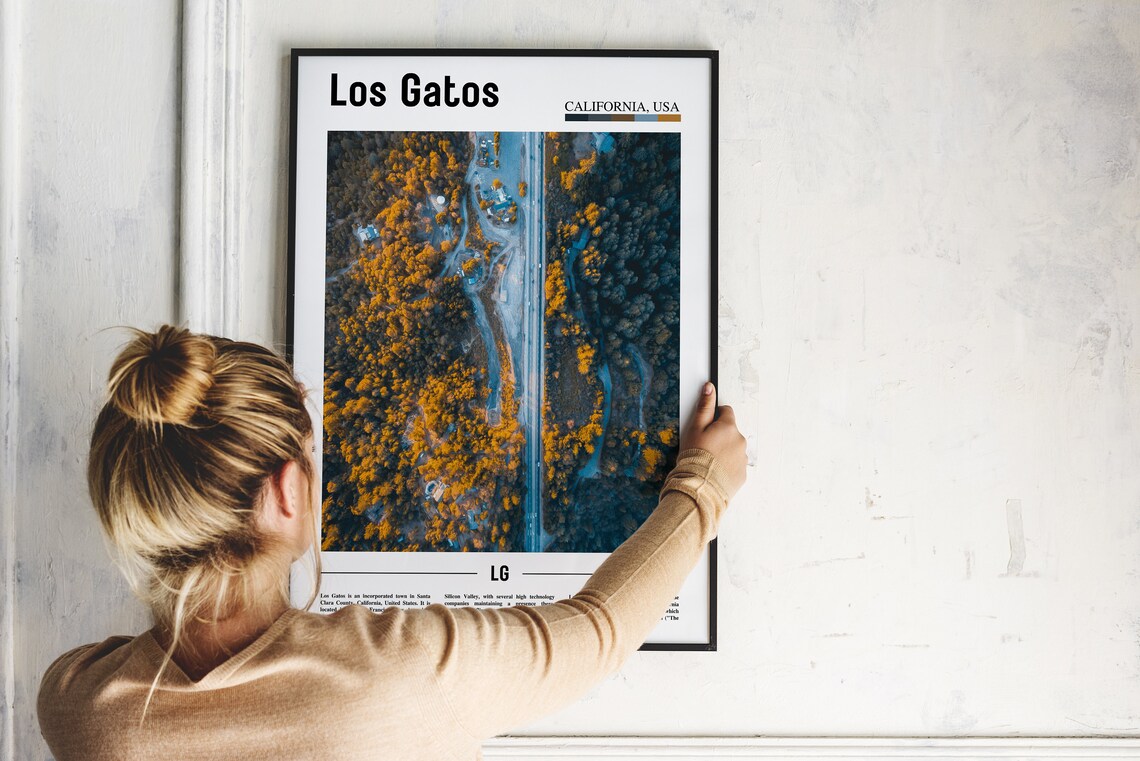 Los Gatos California Aerial Forest Highway Color Travel Poster - Image 2