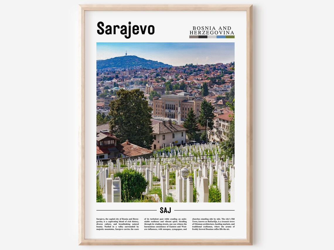 Sarajevo Bosnia And Herzegovina City Photo Travel Poster With Text