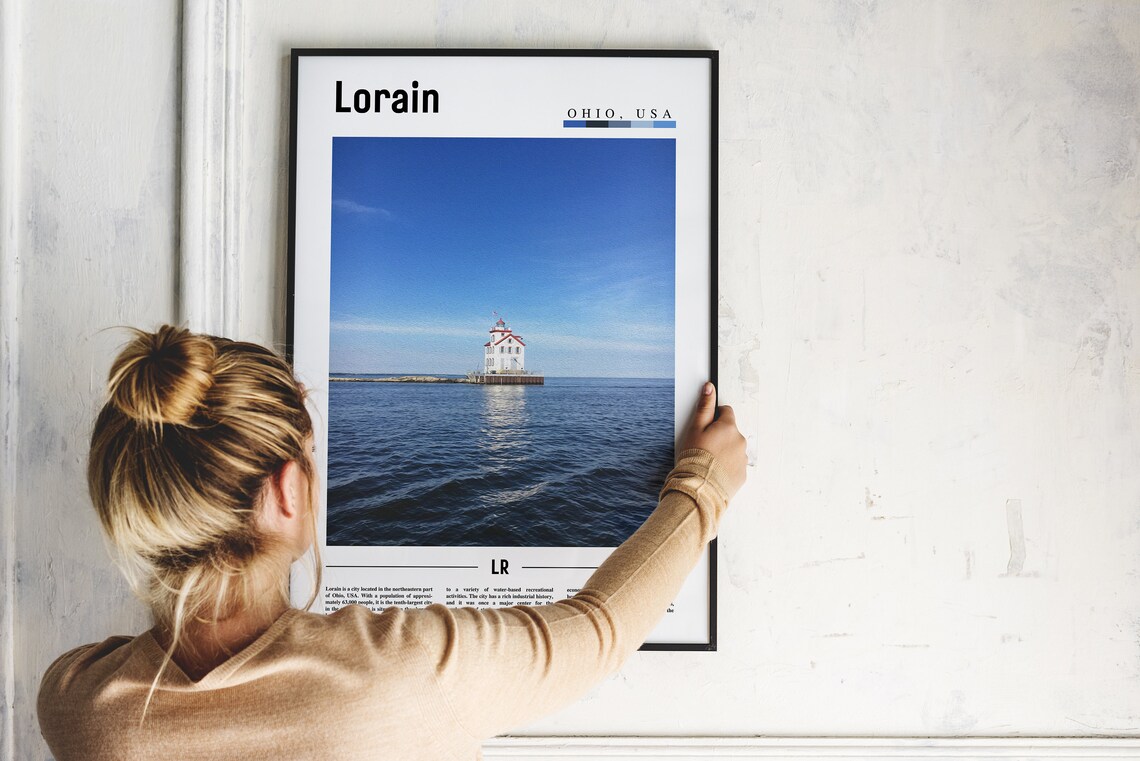 Lorain Ohio Sunny Lake Erie Lighthouse Lakefront Photo Poster - Image 2