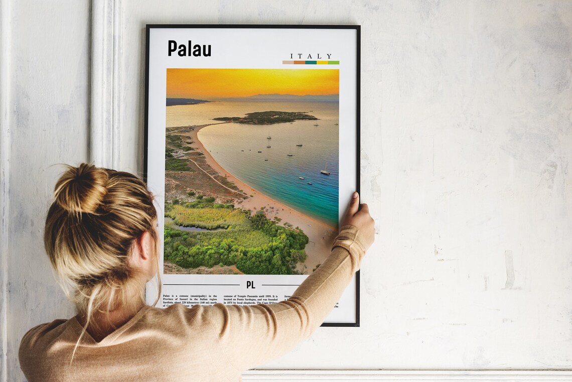 Palau Italy Sunset Beach Aerial Sardinia Travel Photo Poster - Image 2
