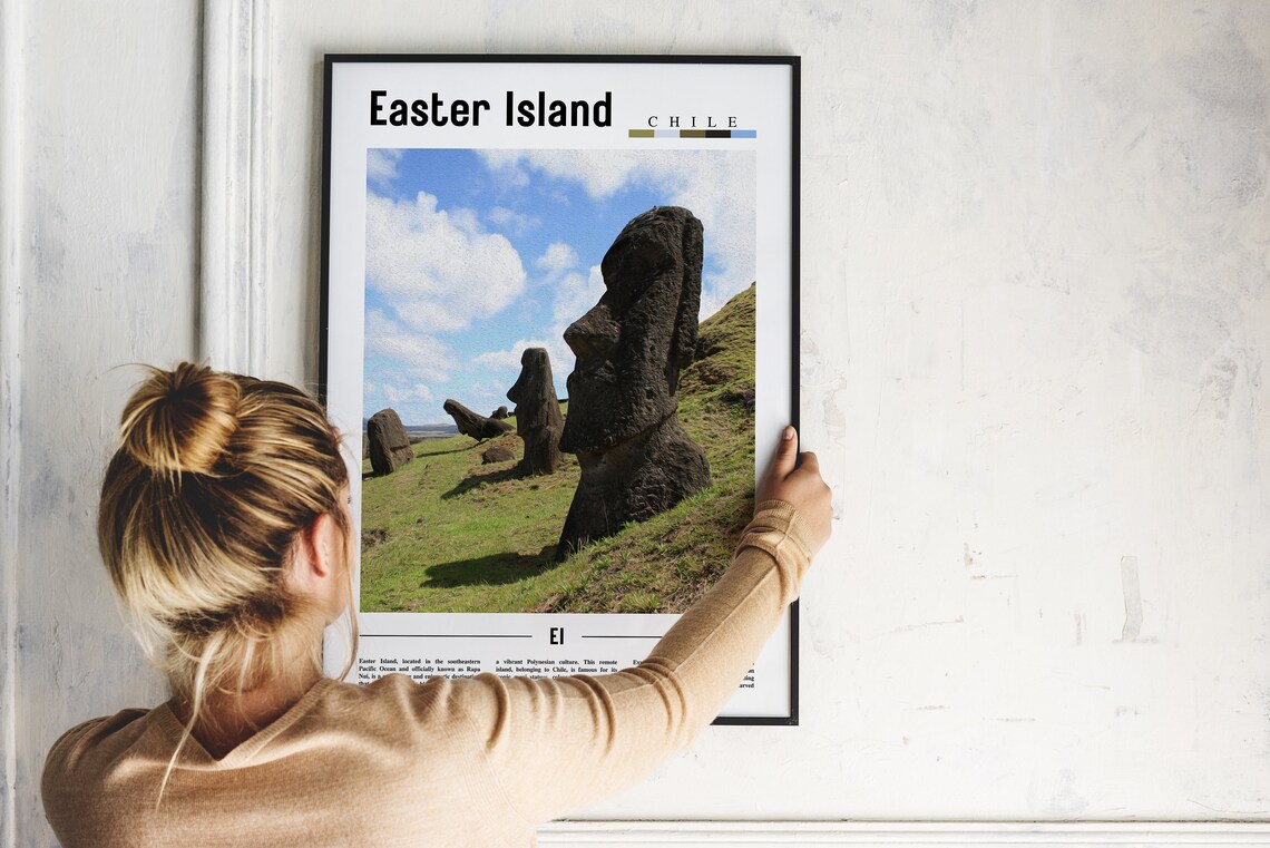 Easter Island Chile Moai Stone Statues Travel Landmark Poster - Image 2