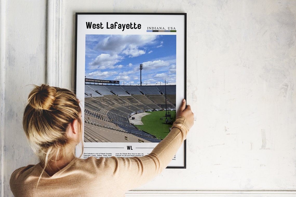 West Lafayette Print West Lafayette Poster West Lafayette Wall Art Minimal Travel Print Minimal City Poster Travel Oil Painting Poster - Image 2