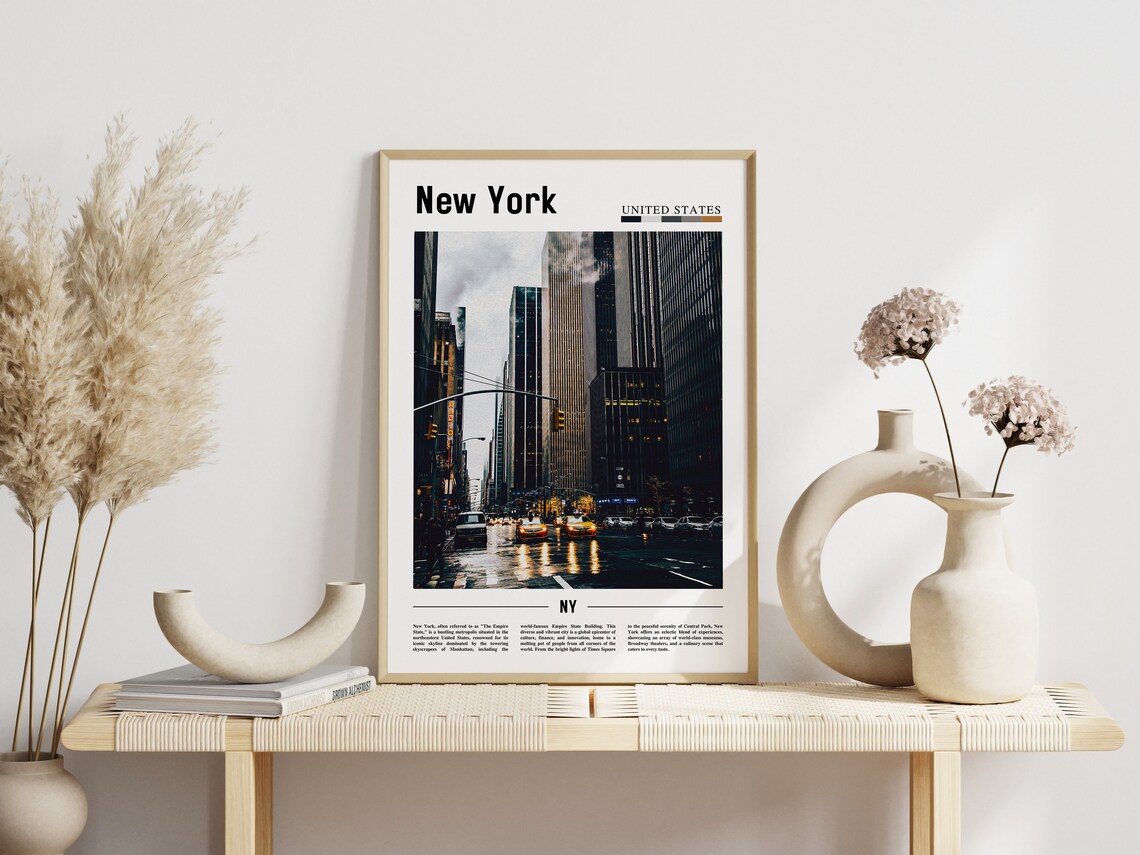 New York City Rainy Street Yellow Cabs Skyscrapers Travel Poster - Image 3