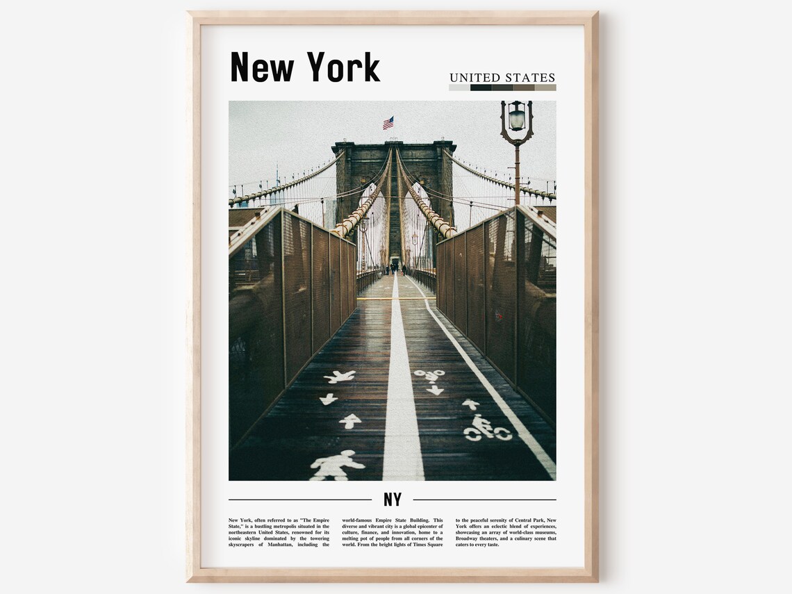 New York City Brooklyn Bridge Skyline Editorial Photo Art Poster