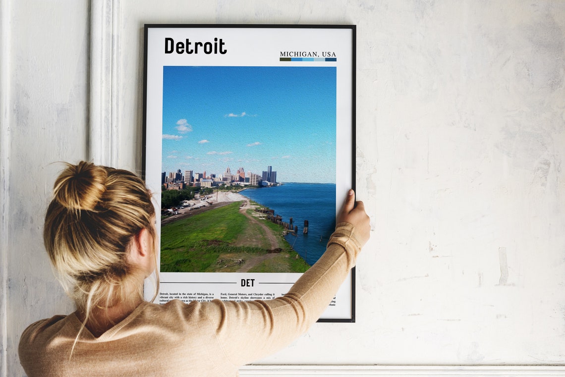 Detroit Poster Detroit Print Detroit Wall Art United States Photo United States Poster United States Print Travel Poster - Image 2