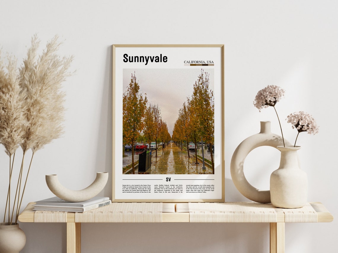 Sunnyvale Print Sunnyvale Poster Sunnyvale Wall Art Minimal Travel Print Minimal City Poster Travel Destination Print Oil Painting Poster - Image 3