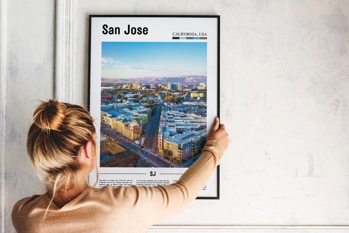 San Jose Print San Jose Poster San Jose Wall Art Oil Painting Poster Colorful City Print City Artwork Travel Artwork Travel Wall Art - Image 2