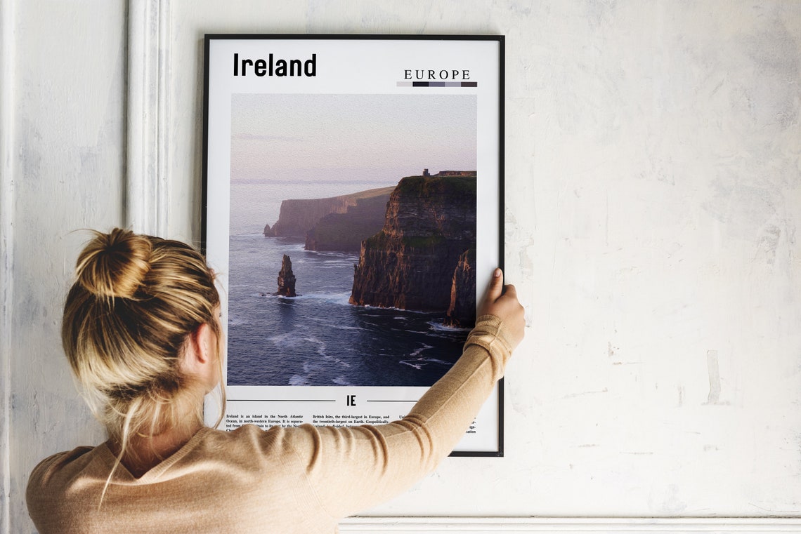 Ireland Poster Ireland Print Ireland Wall Art Minimal Travel Print Minimal City Poster Travel Destination Oil Painting Poster - Image 2