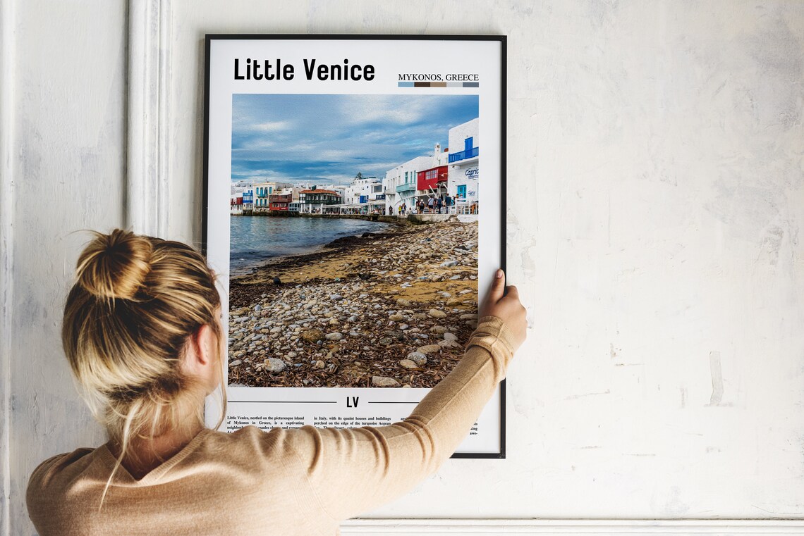 Little Venice Mykonos Greece Waterfront Photo Minimalist Travel Poster - Image 2