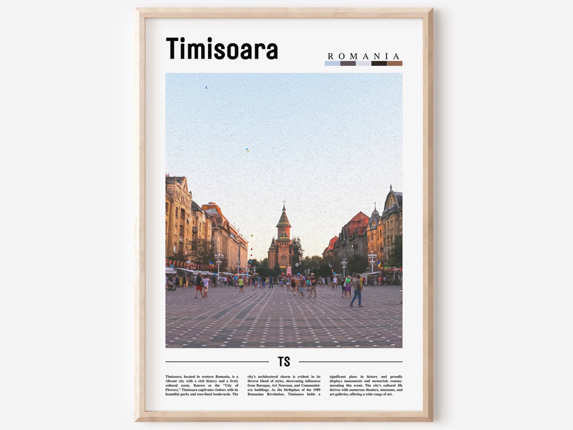 Timisoara Romania Historic Square Cathedral City Travel Poster