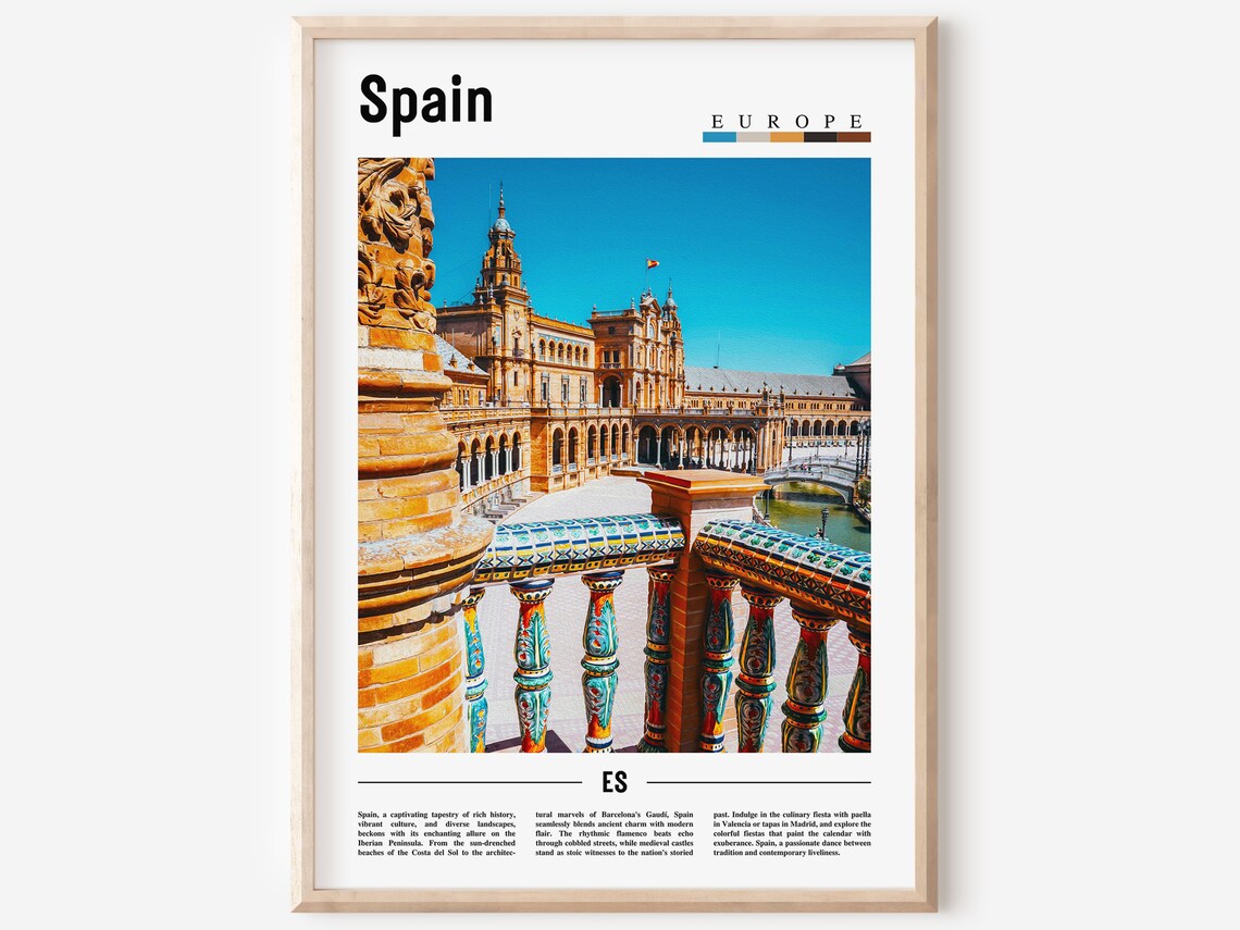 Spain Europe Plaza de Espana Seville Minimalist Travel Poster