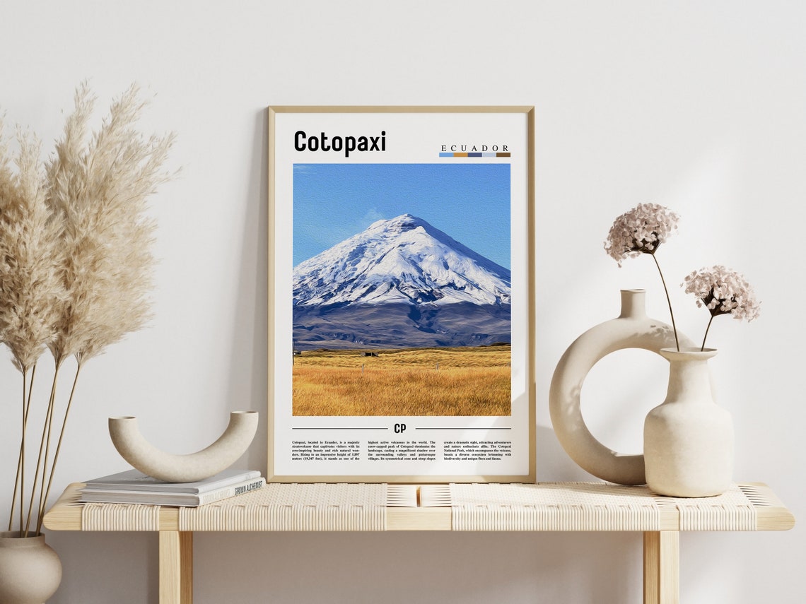 Cotopaxi Ecuador Snow Capped Volcano Minimalist Travel Poster - Image 3