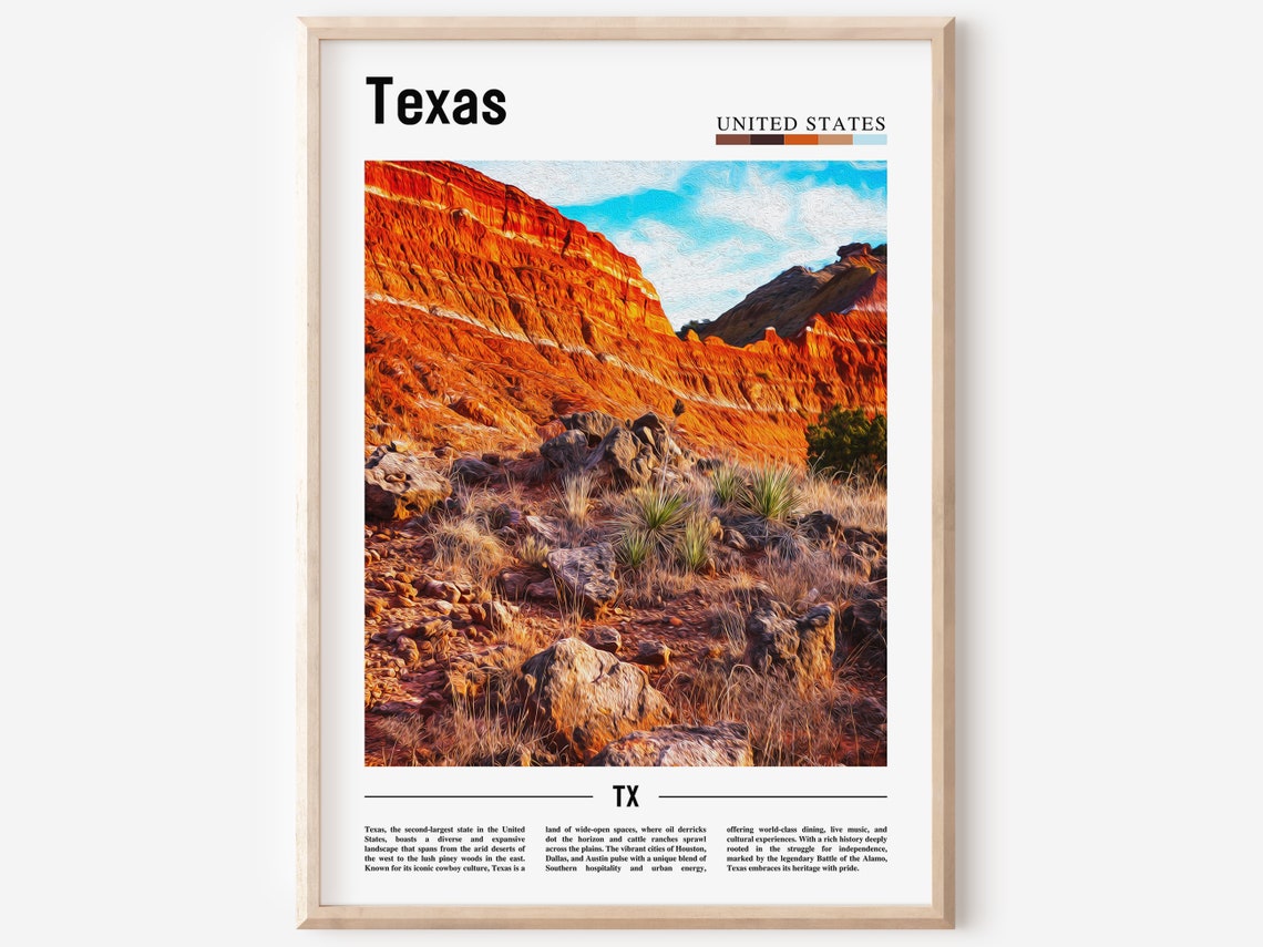 Texas Red Rock Canyon Desert Cliffs Scenic Nature Travel Poster