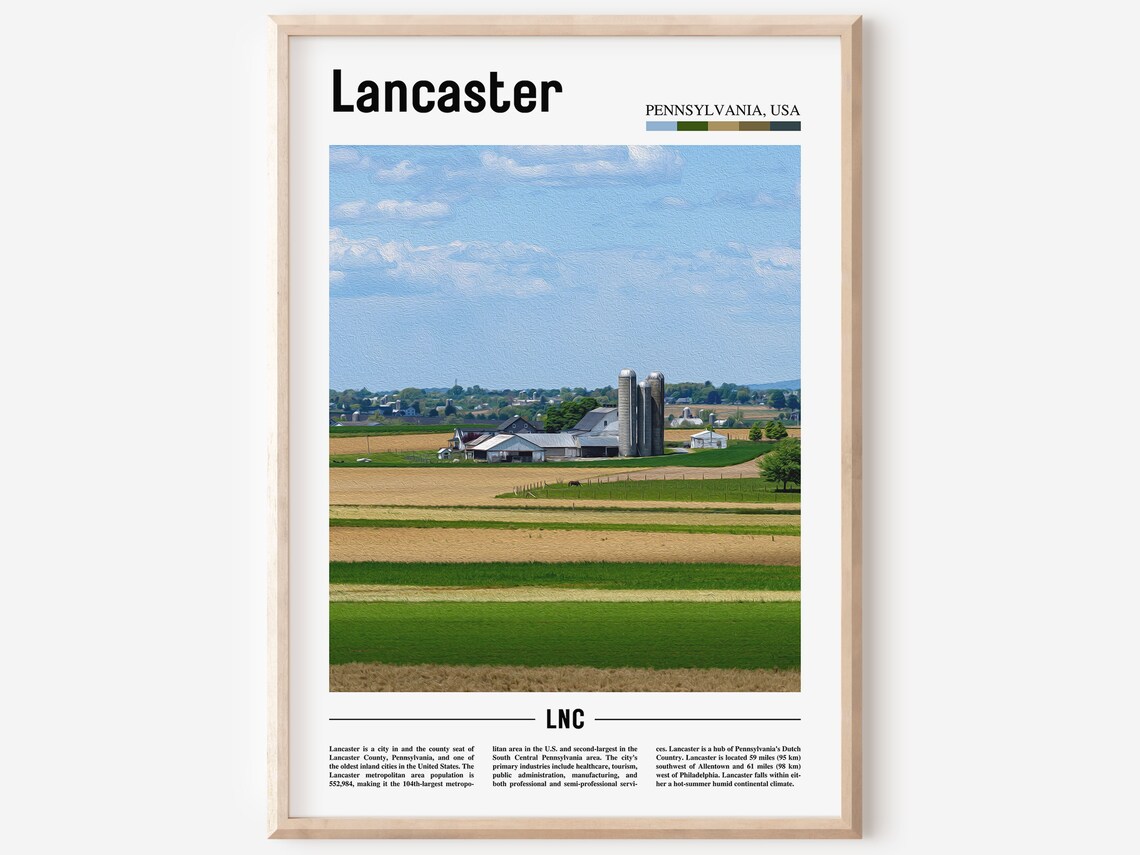 Lancaster Pennsylvania Amish Farm Silos Countryside Travel Poster