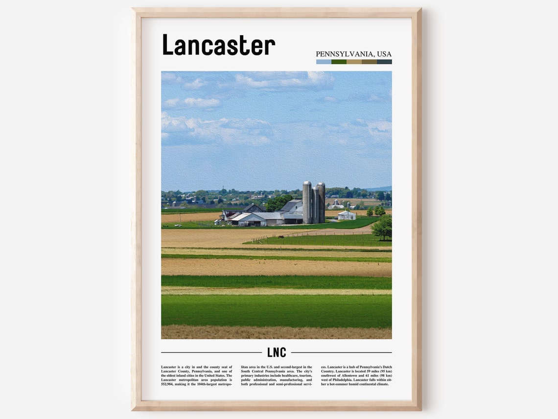 Lancaster Print Lancaster Poster Lancaster Wall Art United States Photo United States Poster United States Print Travel Poster