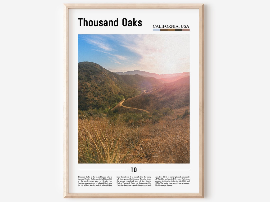 Thousand Oaks California Golden Canyon Sunset Hills Travel Poster